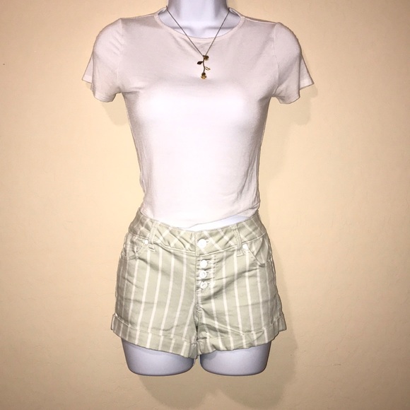 Celebrity Pink Light Green Striped Shorts - Picture 1 of 5